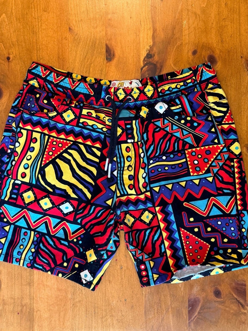 Men's Vibrant Geo Print Swim Trunks - Multicolor